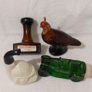 Avon Glass Decanters Pipe Quail Stamp Roadster